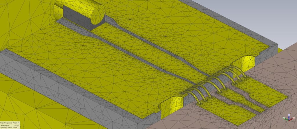 Reference: PhLEXSAT, mesh of 3D model in CST studio SW prior start of the HF simulation.